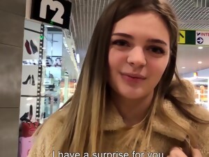 DEEPTHROAT BLOWJOB IN THE FITTING ROOM. Swallow His Cum