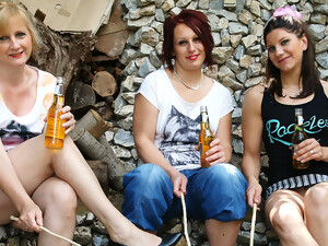Three Old And Young Lesbians Make Out In The Garden - MatureNL