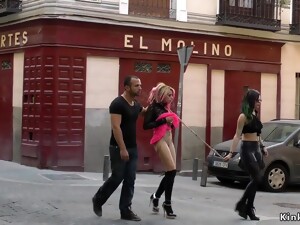 Blond Hair Babe In Bondage Disgraced At Gas Station