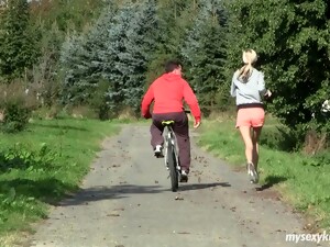 Slim Blonde Girl With Small Tits Takes A Load Of Cum On Her Pussy