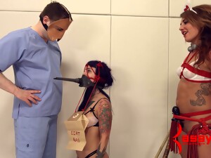 Tattooed Dame In Bondage Enjoying Her Anal Getting Inserted With Toys In BDSM Sex