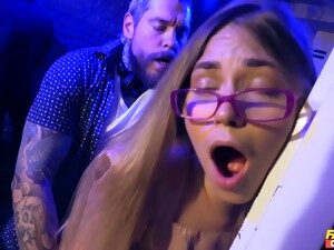 Slutty Hipster Girl Getting Pounded In The Night Club