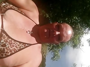 ladyboy, udendørssex, offentligt, shemale, små patter