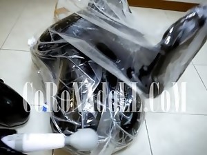 Seks mengikat kasar, Seks menyiksa, Gadis Jepang, Baju karet, Bahan kulit, Karet, Memukul di pantat