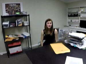 Skinny Redhead Bitch Fucks Her Boss In The Office POV