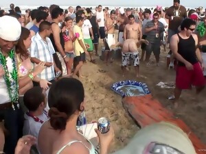 strand, bikini, dronken, buitenseks, feestje