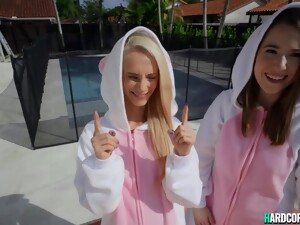 Big Penis Guy Fucks Tempting Bunnies Outdoor