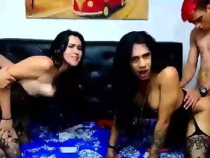 foursome, groepsseks, shemale, webcam