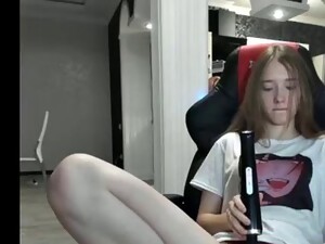 Cute Curly Brunette Masturbates Solo On Webcam