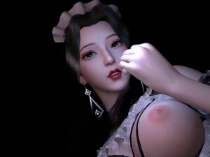 アジア人, デカ尻, 巨乳, 手コキ, 3D