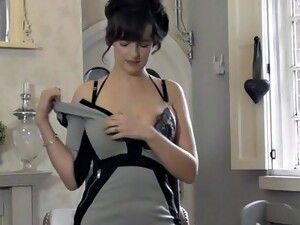 小妞, 褐发, 拳交, 脱衣