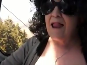 bil, mogen, milf, sex utomhus, offentligt, amatör