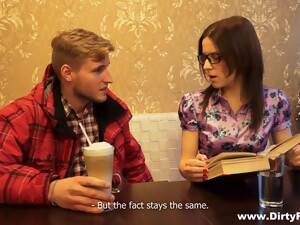 Lustful Brunette Wearing Glasses Gets Fondled And Fucked