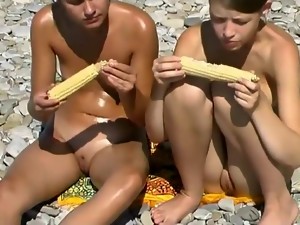 Teen Girls Playing On A Nude Beach