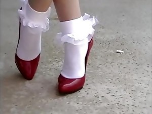 blondýna, podpatky, ponožky, amatérka